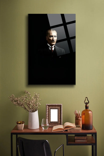 Atatürk Cam Tablo - Portre - Cam Tablo - Duvar Dekoru - Atatürk Portresi - Kaliteli Baskı Ata025 - Alcor Shop