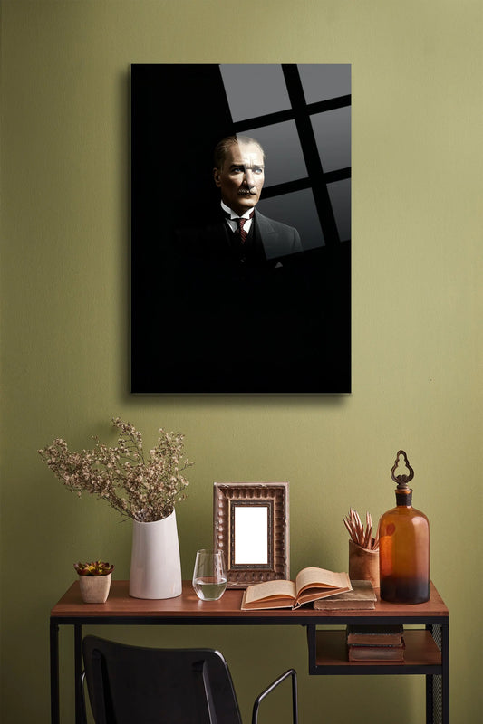 Atatürk Cam Tablo - Portre - Cam Tablo - Duvar Dekoru - Atatürk Portresi - Kaliteli Baskı Ata025 - Alcor Shop