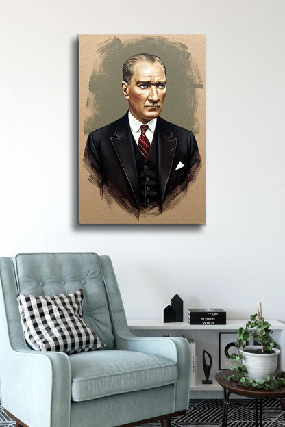 Atatürk Cam Tablo - Portre - Cam Tablo - Duvar Dekoru - Atatürk Portresi - Kaliteli Baskı Ata026 - Alcor Shop