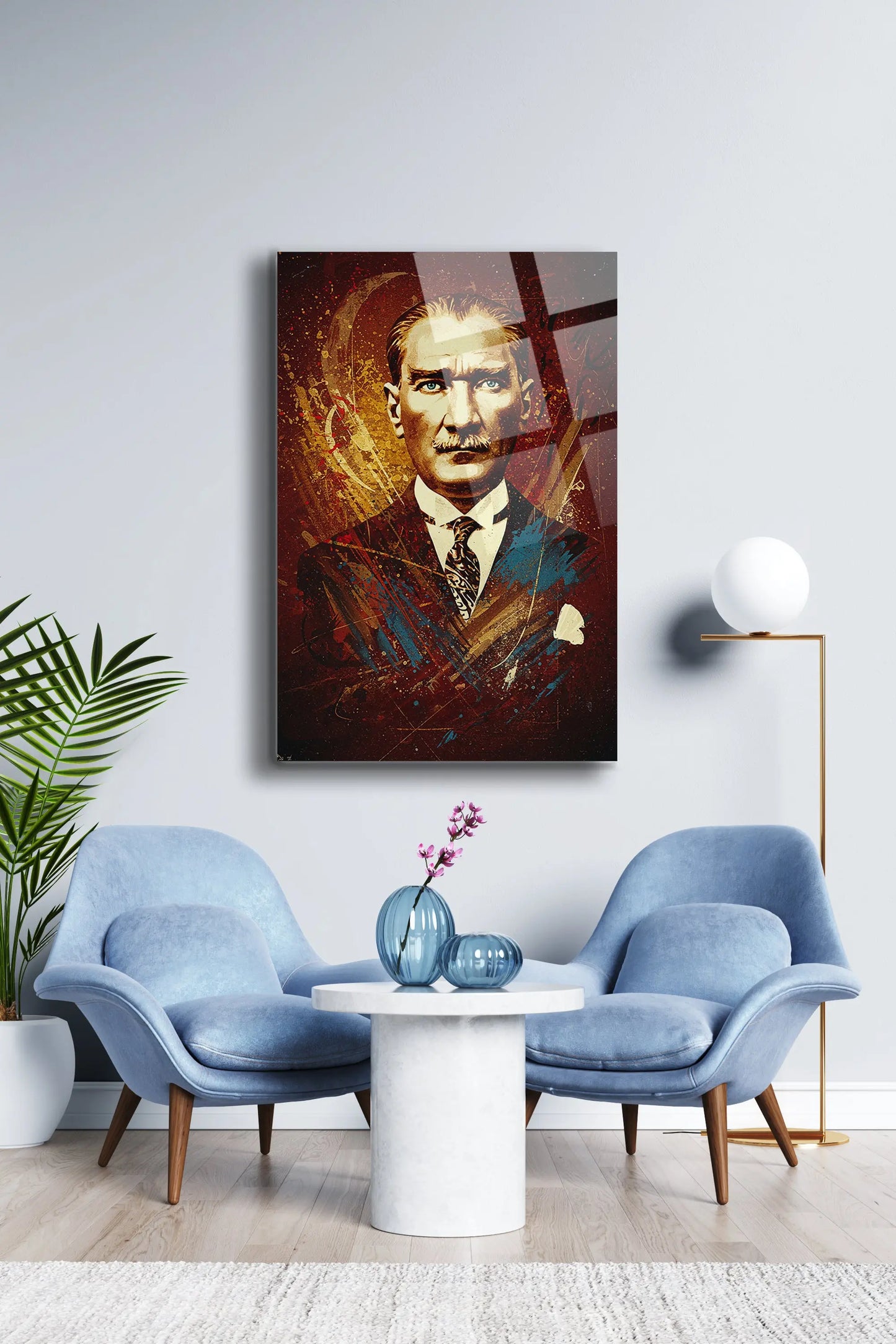 Atatürk Cam Tablo - Portre - Cam Tablo - Duvar Dekoru - Atatürk Portresi - Kaliteli Baskı Ata027 - Alcor Shop