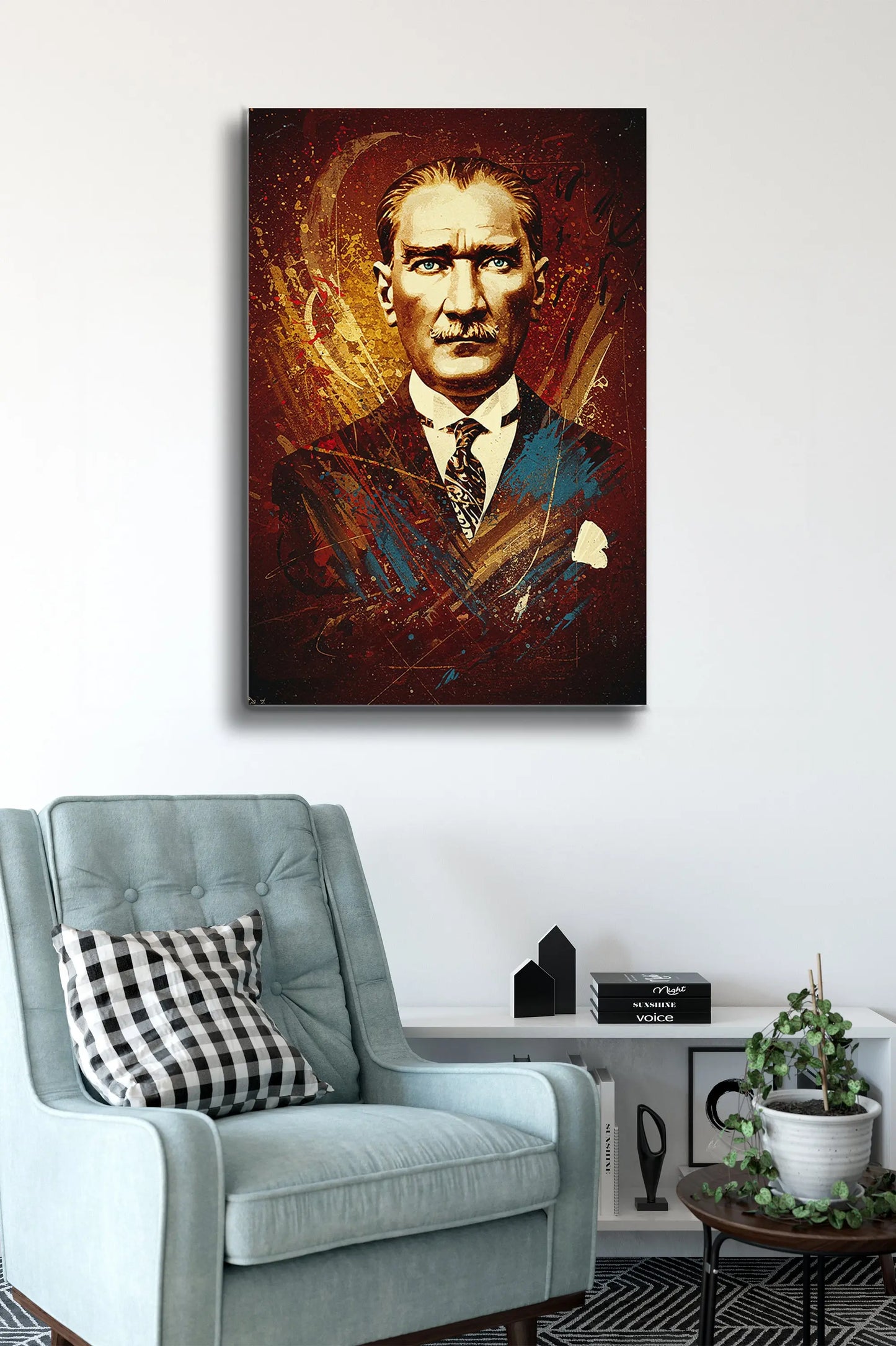 Atatürk Cam Tablo - Portre - Cam Tablo - Duvar Dekoru - Atatürk Portresi - Kaliteli Baskı Ata027 - Alcor Shop