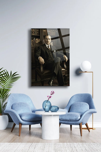 Atatürk Cam Tablo - Portre - Cam Tablo - Duvar Dekoru - Atatürk Portresi - Kaliteli Baskı Ata029 - Alcor Shop