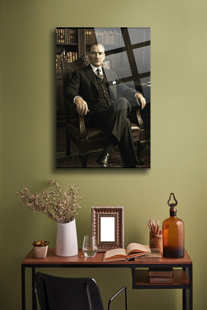 Atatürk Cam Tablo - Portre - Cam Tablo - Duvar Dekoru - Atatürk Portresi - Kaliteli Baskı Ata029 - Alcor Shop