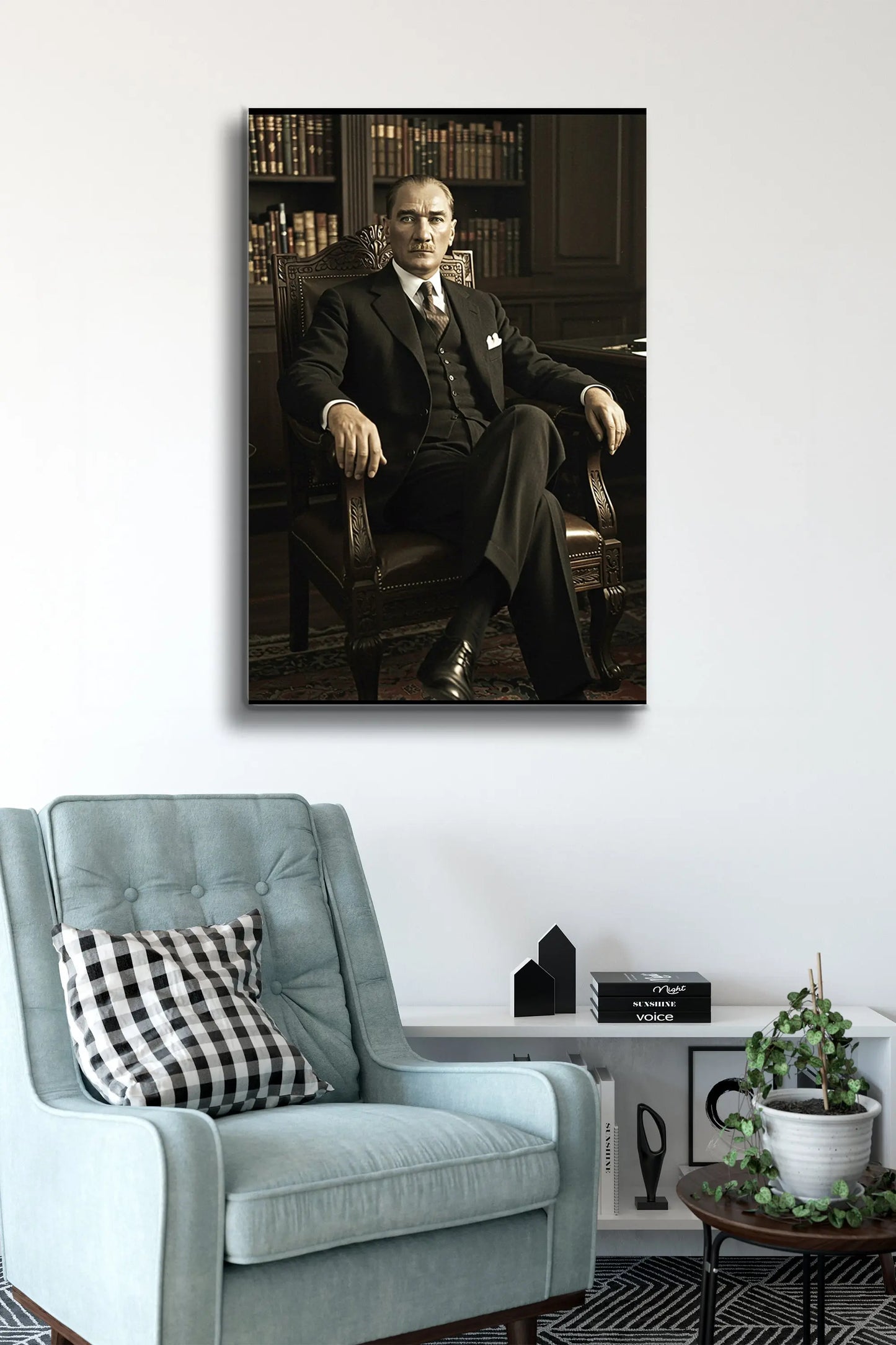 Atatürk Cam Tablo - Portre - Cam Tablo - Duvar Dekoru - Atatürk Portresi - Kaliteli Baskı Ata029 - Alcor Shop