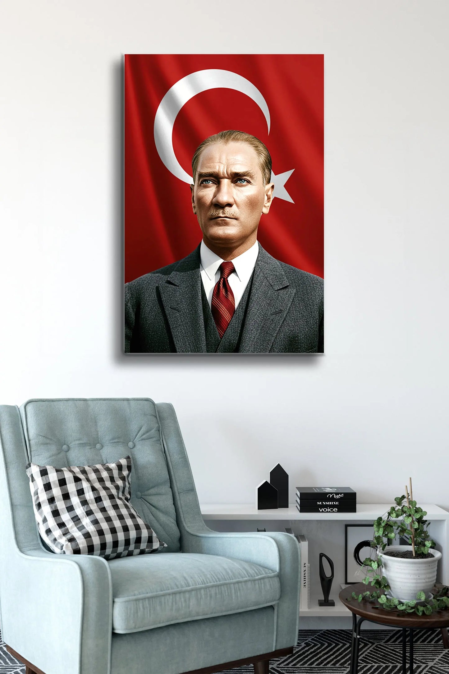 Atatürk Cam Tablo - Portre - Cam Tablo - Duvar Dekoru - Atatürk Portresi - Kaliteli Baskı Ata030 - Alcor Shop