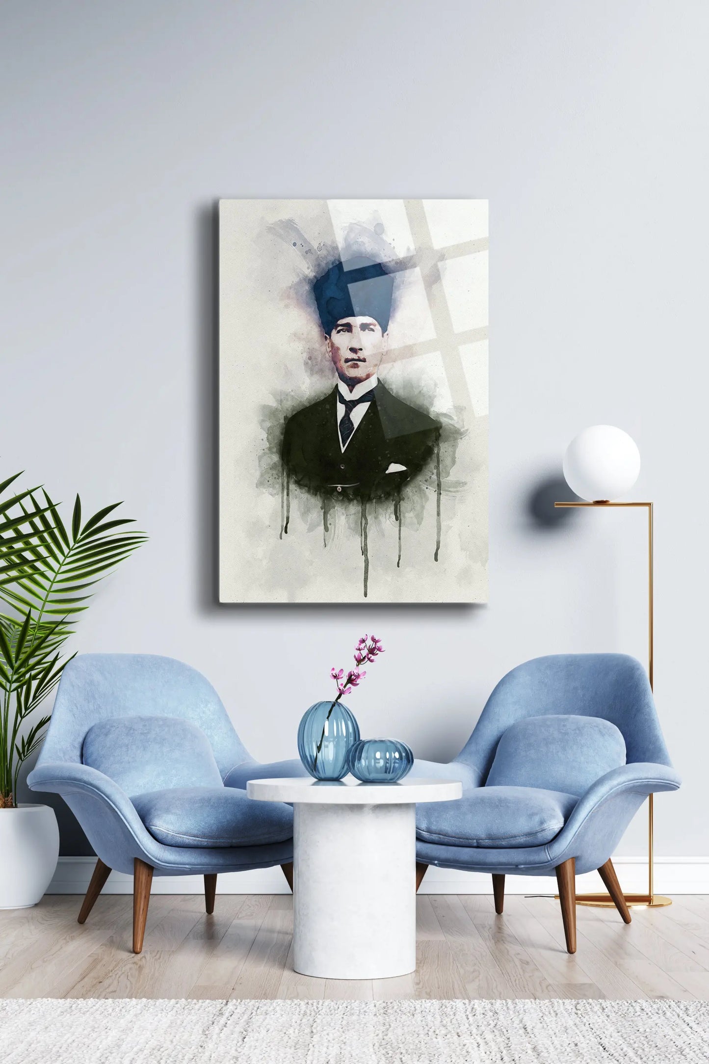 Atatürk Cam Tablo - Portre - Cam Tablo - Duvar Dekoru - Atatürk Portresi - Kaliteli Baskı Ata034 - Alcor Shop