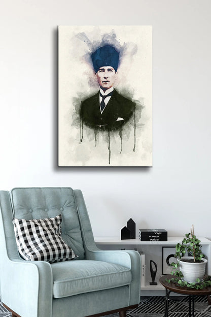 Atatürk Cam Tablo - Portre - Cam Tablo - Duvar Dekoru - Atatürk Portresi - Kaliteli Baskı Ata034 - Alcor Shop