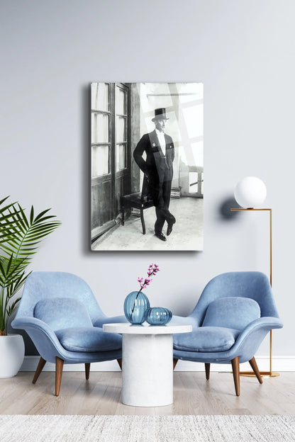 Atatürk Cam Tablo - Portre - Cam Tablo - Duvar Dekoru - Atatürk Portresi - Kaliteli Baskı Ata035 - Alcor Shop