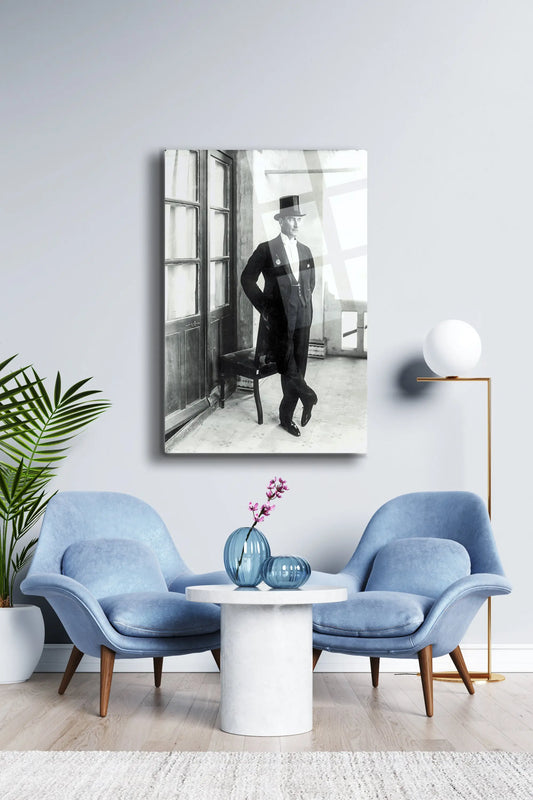 Atatürk Cam Tablo - Portre - Cam Tablo - Duvar Dekoru - Atatürk Portresi - Kaliteli Baskı Ata035 - Alcor Shop
