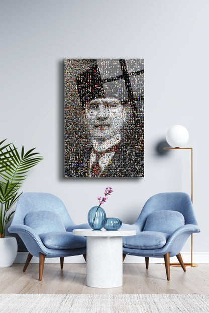 Atatürk Cam Tablo - Portre - Cam Tablo - Duvar Dekoru - Atatürk Portresi - Kaliteli Baskı Ata038